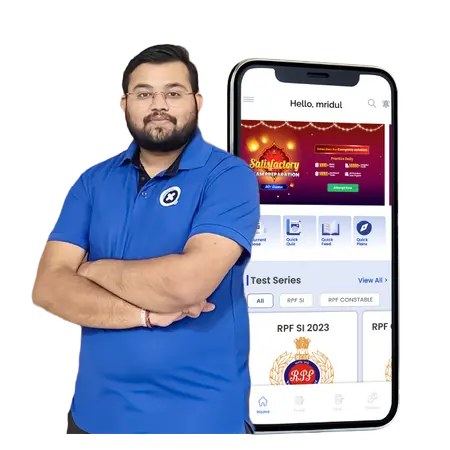 Home screen — Hi Mridul, Live Courses, PYQ, AI Test